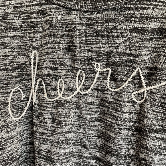 SUNDRY GRAY “CHEERS” SIDE-TIE LONG SLEEVE PULLOVER - Picture 3 of 7